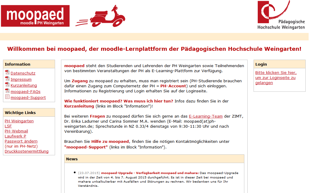 1. Zugang zu moopaed Registrierung, Passwort, Login Die Adresse von moopaed ist: www.moopaed.de Ansprechpartner bei Fragen zu moopaed ist das E-Learning-Team des ZIMT, Dr.