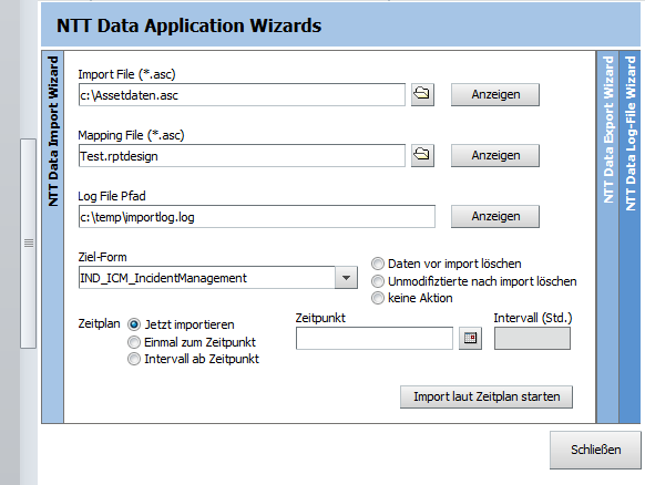 NTT Data Import Wizard Beliebige Import Batches konfigurierbar Importieren von csv Files per Drag & Drop oder per Batch Hinterlegtes Mapping File für
