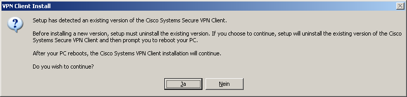 3 Installation Cisco VPN Client Öffnen sie das Verzeichnis in welchem Sie die Installationsdateien des VPN Clients abgelegt haben (Siehe Kapitel 2 Punkt ).