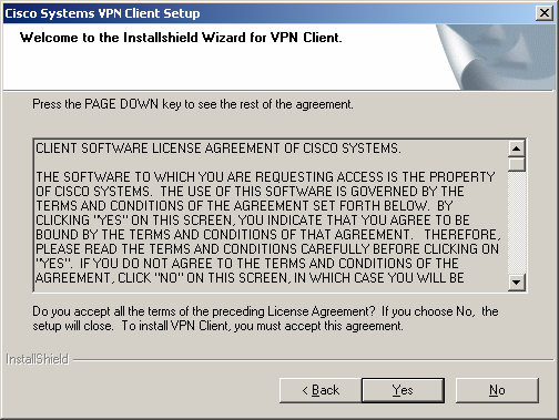 Klicken Sie im Fenster "Cisco Systems VPN Client Setup " auf Installationsvorgang zu starten.