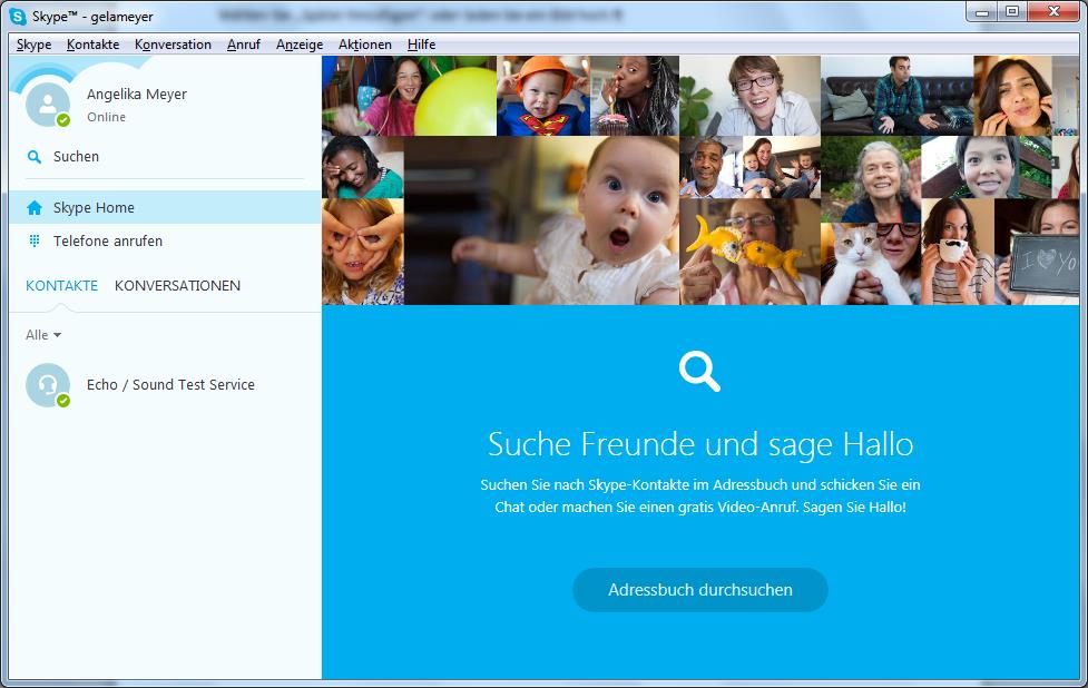 Skype-Partner hinzufügen Beim Starten von Skype erscheint das Skype-Fenster.