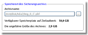 160 8. Auf der Seite Sicherungsziel wählen Sie die Option Daten auf lokalem Laufwerk oder Netzwerkfreigabe speichern. 9. Wählen Sie ein externes USB Laufwerk als Speicherort für die Sicherung. 10.