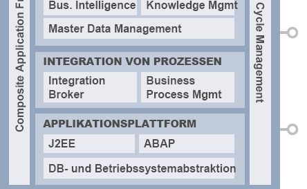 SAP NetWeaver Aufbau und Komponenten Integrations- und Anwendungsplattform für Geschäftsprozesse SAP Mobile Infrastructure (MI) Entwicklungsumgebung zur Erstellung von SAP xapps SAP Enterprise Portal