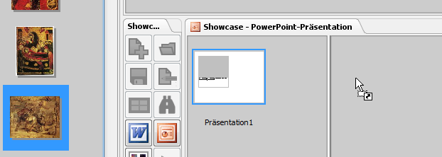 1. PowerPoint-Präsentationen erzeugen (Word-Dokumentationen werden analog erzeugt) Bilder im Showcase sind immer an ein Layout gebunden.