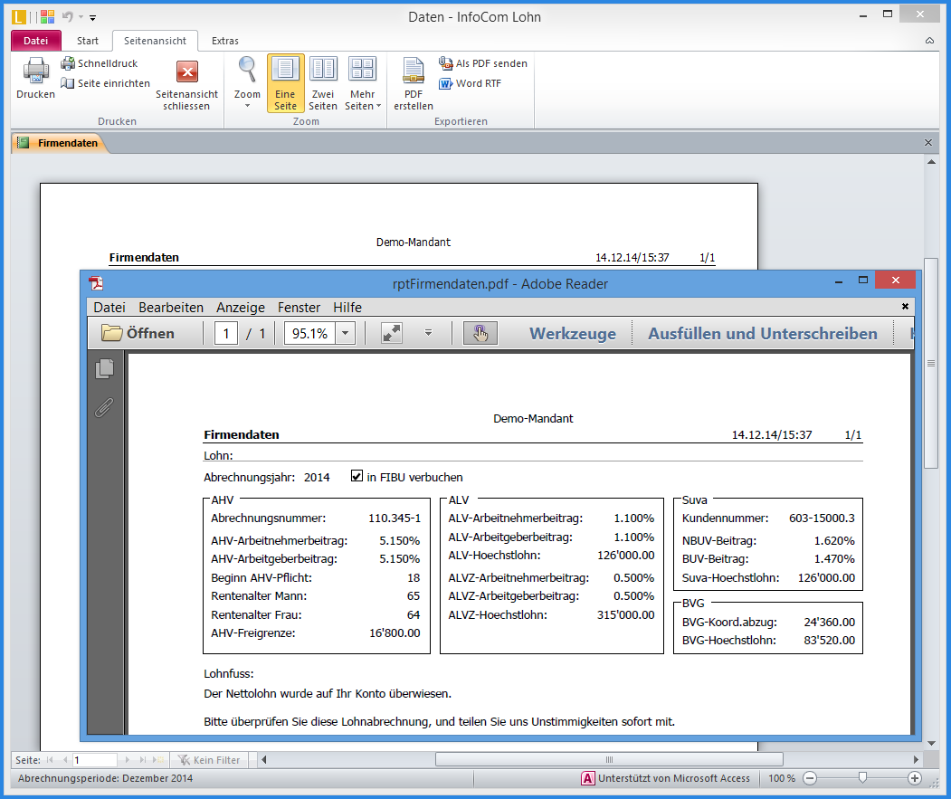 2.3 Neues bei Berichten 2.3.1 PDF Alle Berichte der InfoCom Software 2015 können als PDF oder XPS (die