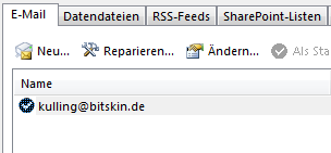 12. Ein bestehendes Bitskin-Konto aktualisieren 12.1. Öffnen Sie Outlook 2013, klicken Sie auf den Navigationspunkt Datei im Reiter vom Outlookmenü. 12.2. Als nächstes sehen Sie in der Mitte eine Auswahl an Möglichkeiten.