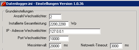 Damit ist die Konfiguration abgeschlossen und Sie können SolarView@Windows starten. Beim Start des Dienstes "Solarlogger" wird SMAP@Windows ebenfalls gestartet.