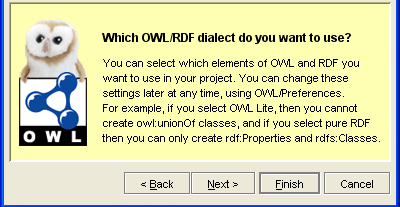 Erste Schritte - neues Projekt anlegen Auswahl des OWL/RDF Dialektes: OWL Lite Light-Version von OWL z.b.
