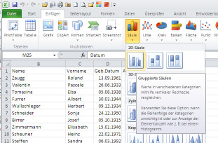 : Pivot-Tabelle EXCEL Spaltenüberschrift Dateneingabe Datum aufsteigend sortieren