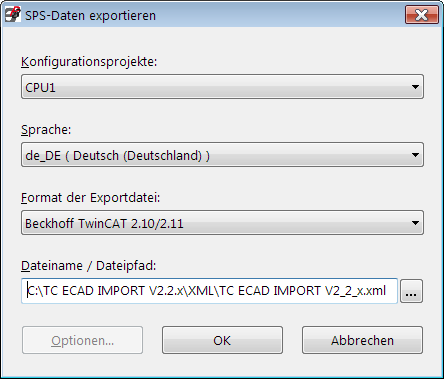 Export der SPS Daten aus EPLAN in eine XML Datei EPLAN Hauptmenü