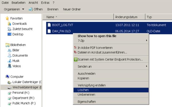 Der Zwischenschritt Migration war erfolgreich, wenn Upgrade done UVC MPCB FW v2.