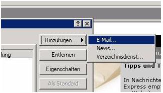 Einrichtung des E-Mail Accounts mit Outlook Express Schritt 1: Öffnen Sie Outlook Express und wählen