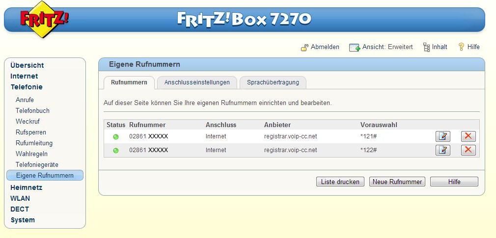 Einrichten von SIP-Accounts am Beispiel der FRITZ!Box 7270 (Software- Version: FRITZ!OS 05.22) Um die SIP-Accounts einzurichten gehen Sie folgendermaßen vor: 1.