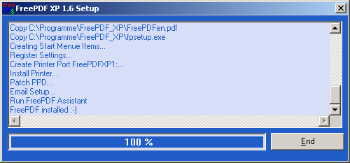 Doppelklick auf die Datei FreePDFXP1.6.EXE Es erscheint folgendes Fenster: Klicken Sie auf Setup.