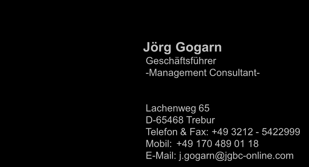 Ihr Kontakt Jörg Gogarn Geschäftsführer