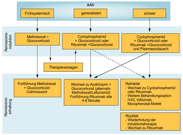 Einleitung Abb. 1 Therapiestrategien zur Einleitung und Erhaltung einer Remission bei AAV (übersetzt nach Schönermarck et al.