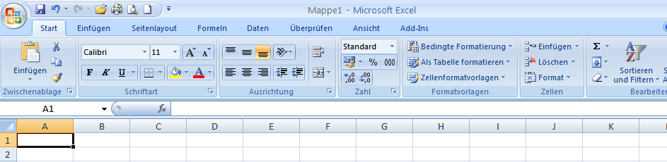 Excel starten: Start Programms Ms.