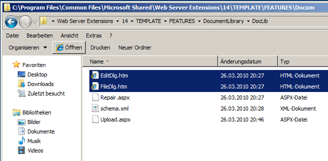 Im nächsten Schritt muss ich zwei Dateien in die SharePoint Umgebung kopieren.