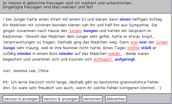 17 Abbildung 4 zeigt eine erste Version des korrigierten Textes im sogenannten "Versionenabgleich".