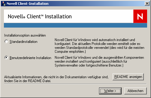 6.3 Installation des NetWare-Clients für Windows 2000/XP Laden Sie aus dem Internet von der Novell-Homepage http://www.novell.