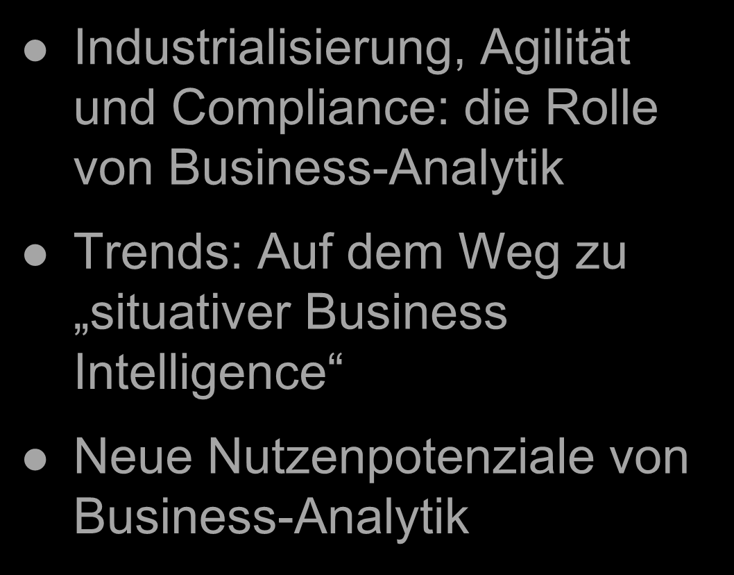 Business-Analytik, die Evolution von BI Industrialisierung,