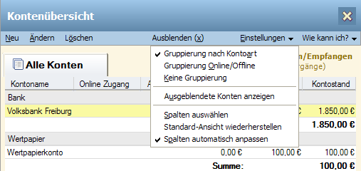 Vorgehensweise für die Umstellung von Quicken-Konten bei Bargeldbuchungen auf ein Wertpapierkonto Bevor Sie Ihre Datei nach Quicken 2010, bzw.