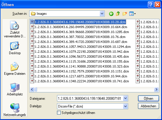 IMPORTIEREN VON DICOM-EINZELBILDERN Mit der Funktion Import Dicomimage können DICOM-Einzelbilder in die lokale Datenbank des VARIOIMAGE geladen werden.