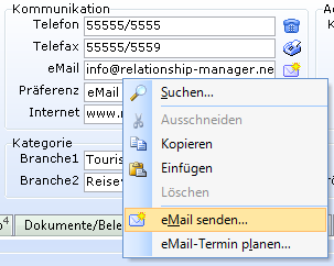 email-anbindung Folgende Vorgänge sind möglich: Versenden von Einzel-eMails aus dem crm über den David Client Versenden von personalisierten Serien-eMails (Mailing) aus dem crm über den David Client