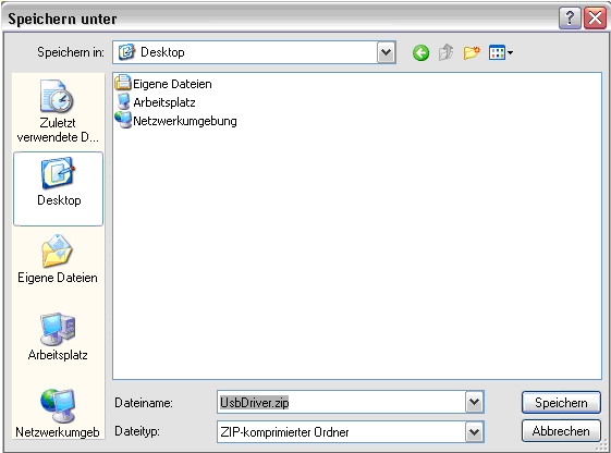 Schritt 6: Dateien für die Treiber der PC-Anwendung http://info.tta-shop.de/usbdriver.zip Folgen Sie dem Link und Speichern Sie die Datei auf ihrem Desktop.