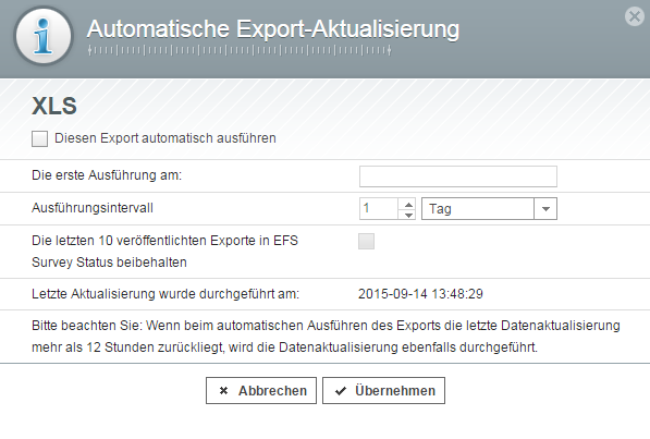 3.5 Exporte in EFS Survey Status In EFS 10.