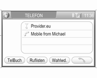 84 Mobiltelefon Am Lenkrad Taste p: Bei inaktivem Mobiltelefon-Portal: 1. Drücken: Telefonmenü anzeigen; 2.