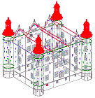 Abb. 7: Ahrensburger Schlosspark als Situationsplan (links) und als schattiertes Geländemodell (rechts) CAD-Rekonstruktion und Visualisierung Die photogrammetrisch erfassten 3D-Gebäudedaten wurden