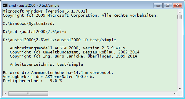AUSTAL2000 2.6, Programmbeschreibung 52 Es wird das Beispiel simple betrachtet, das sich als Unterordner (Projektordner) im Verzeichnis test befindet. Die Eingabedaten stehen in der Datei austal2000.
