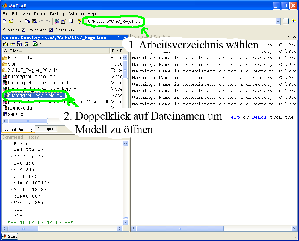 Die Aufgabe des Reglers übernimmt ein Infineon XC167 Mikrocontroller-Board. Die Sollwertvorgabe (Hubhöhe) wird vom Remote Rechner über die serielle Schnittstelle ans Board übertragen.