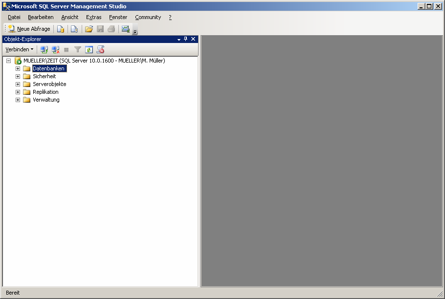 Microsoft SQL-Server 2008 Anmeldung an der Instanz ZEIT.