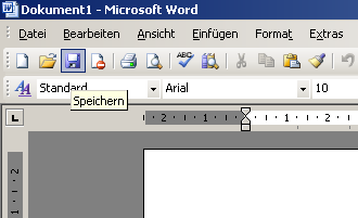 Speichern unter in Word 2003 Normal bietet Word 2003 in der Menü-Leiste nur das Ikon