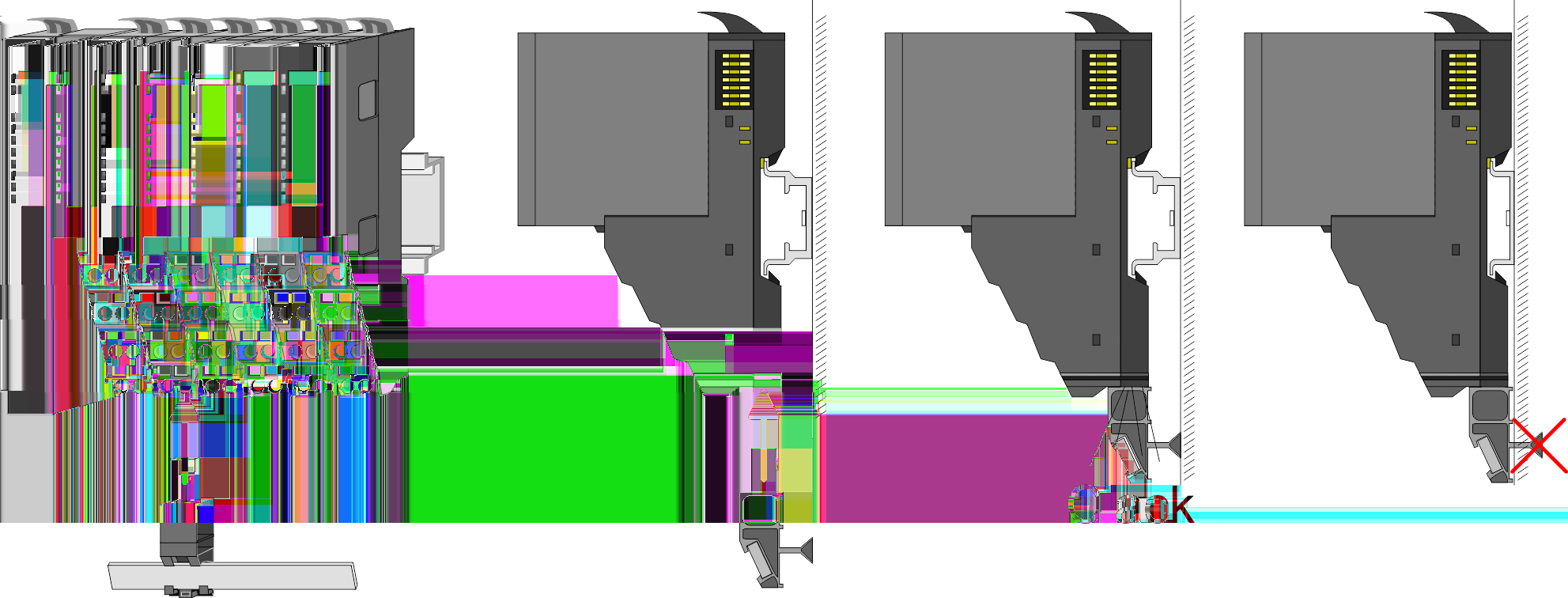 Grundlagen und Montage VIPA System SLIO Montage Montage Bus-Blende Peripherie-Modul Nachdem Sie Ihr Gesamt-System montiert haben, müssen Sie zum Schutz der Bus-Kontakte die Bus-Blende am äußersten