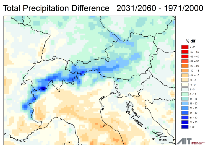 Jahresniederschlags-Differenz in %: 30-Jahresmittel 1971/2000 vs.