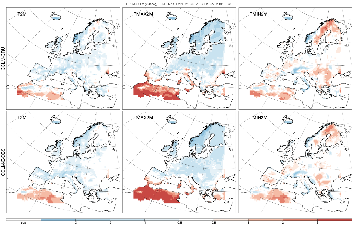 Mittlere regionale Abweichung der 2m-Temperatur [K] CCLM versus CRU und E-OBS, 1961/2000 (ZAMG) Cold Bias in Mitteleuropa: Temperaturmittel
