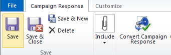 Click Convert Campaign Response in the Ribbon: Select Create a new record for a
