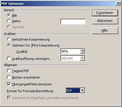 Die Module im Überblick OpenOffice PDF-Export Mit