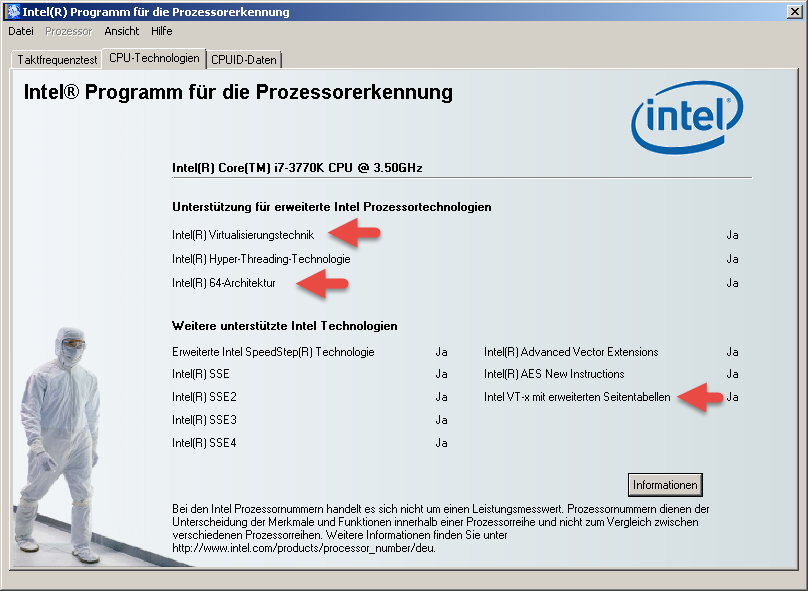 Diese Techniken heißen: bei Intel-x86-Prozessoren: VT-x bei AMD-Prozessoren: AMD-V (AMD Virtualization) Nur beim Hyper-V auf Windows 8/8.