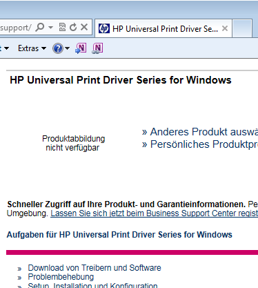 3. Installation des Universal Treibers Der HP-Universal-Drucker-Treiber wird über das Internet heruntergeladen.