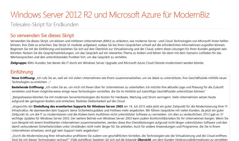 Windows Server 2012 Broschüre WS2012 Tele- Sales