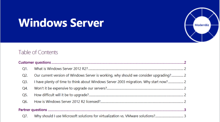 Marketing Update ModernBiz Windows Server