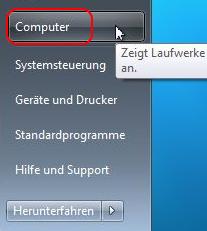 1 Verbindung über die Kommandozeile Alternativ können Sie unter Windows 7 auch eine Laufwerksverbindung über die Kommandozeile herstellen. Um den WebShare-Ordner z.b. als Laufwerk Z: einzubinden, gehen sie wie folgt vor: Tippen Sie in die Suchmaske des Startmenüs cmd ein und bestätigen sie mit Return.