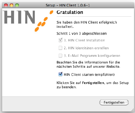 . Schritt Installation HIN Client Software Der neue HIN Client steht hier für Sie zum Download bereit: http://download.hin.ch/migration Klicken Sie auf «.