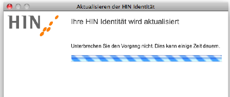 2. Schritt Aktualisierung der HIN Identität 2 Der neue HIN Client ist automatisch gestartet. Jetzt müssen die bestehenden ASAS Identitäten für den HIN Client aktualisiert werden.
