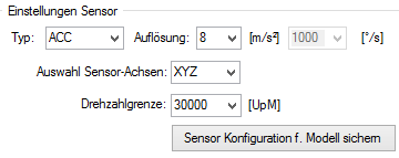 Anzeige der Vibrationsstärke im ViRA-Format (A0): Die Stärke der Vibration wird im ViRA Format anstatt in [mg] ausgegeben.