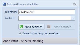 Tragen Sie die gewünschte Rufnummer von Hand ein oder kopieren Sie eine Telefonnummer über die Zwischenablage in das vorgesehene Feld ein und starten Sie den Anruf mit